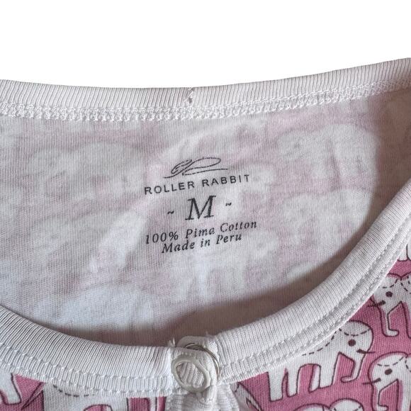 Roller Rabbit Pink Hathi Pink Elephant Pima Cotton PJ Set M - Picture 3 of 7